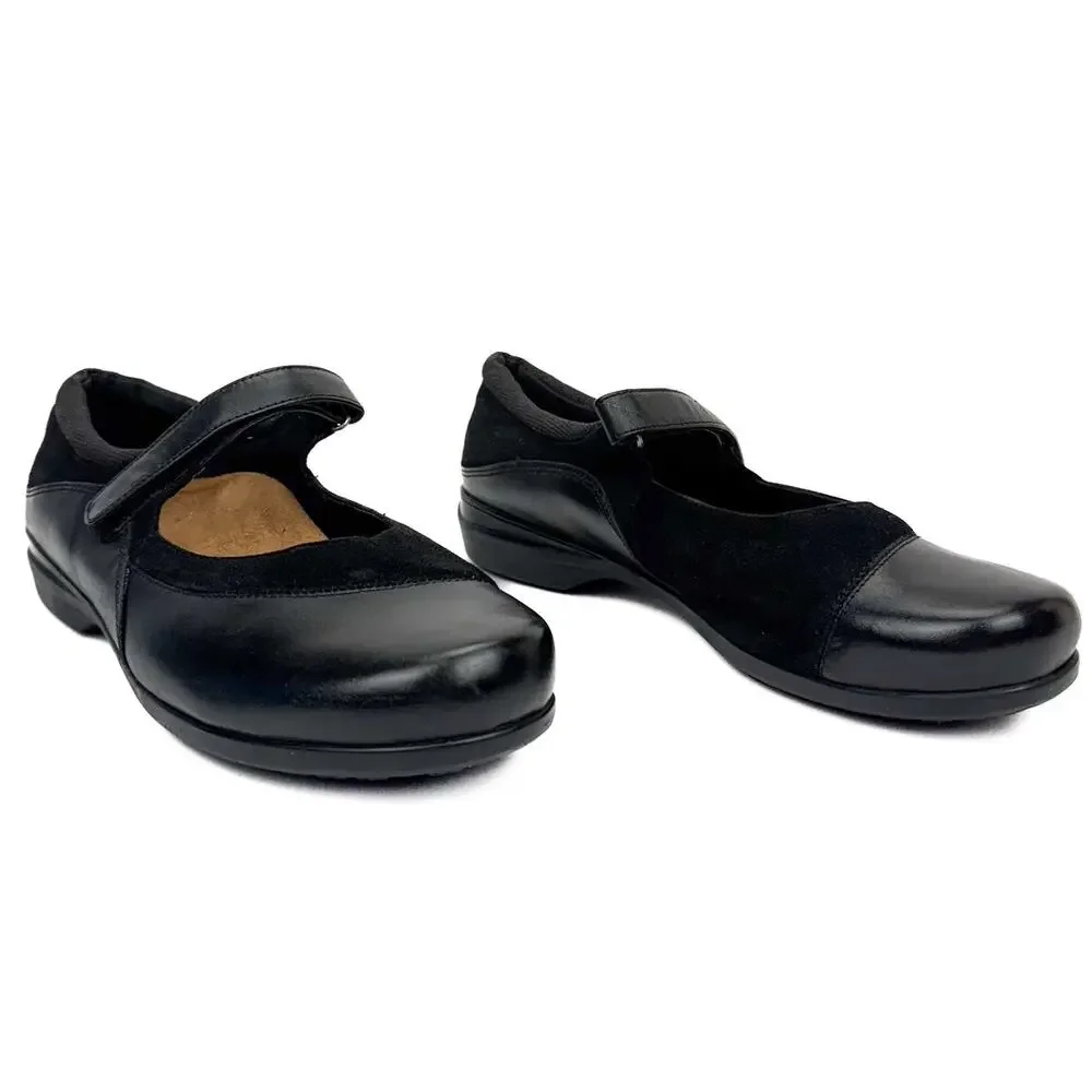 abeo Black Leather‎ Suede Orthotic Arch Support Mary Jane Comfort Shoe Sz 9.5